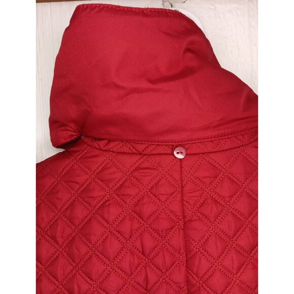 Isaac Mizrahi Live Coat Women's 2 Red Neck Bow Quilted Zip Snap Long Length - Picture 9 of 11